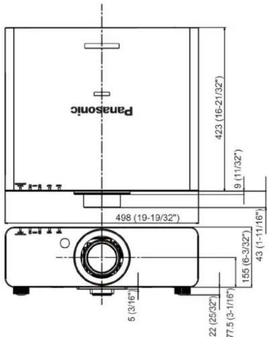 Panasonic 423 (16-21/32") 9 (11/32") 498 (19-19/32") 5 (3/16") 77.5 (3-1/16") 22 (25/32") 155 (6-3/32') 43 (1-11/16"