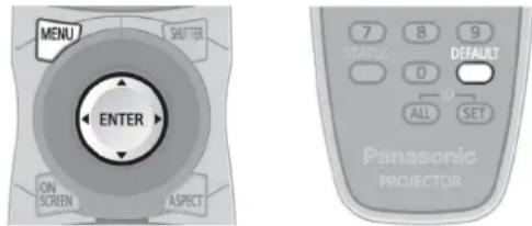 MENU SHUTTER ENTER ON SCREEN ASPECT 7 8 9 STATUS DEFAULT 0 ID ALL SET Panasonic PROJECTOR