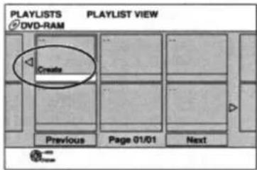 PLAYLISTS VCD-RAM PLAYLIST VIEW Create Previous Page 01/01 Next