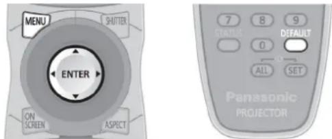 MENU SHUTTER ENTER ON SCREEN ASPECT 7 8 9 STARTS DEFAULT 0 ALL SET Panasonic PROJECTOR