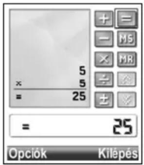 5 x 5 = 25 = 25 Opciók Kilépés