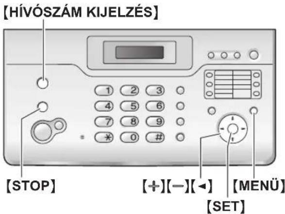 [HÍVÓSZÁM KIJELZÉS] 1 2 3 4 5 6 7 8 9 * 0 # [STOP] [+][-][-] [MENÜ] [SET]