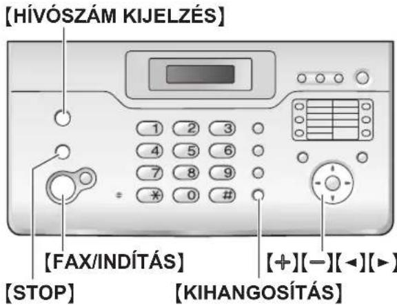 [HÍVÓSZÁM KIJELZÉS] 1 2 3 4 5 6 7 8 9 = 0 # [FAX/INDÍTÁS] [STOP] [+][-][-][▶] [KIHANGOSÍTÁS]