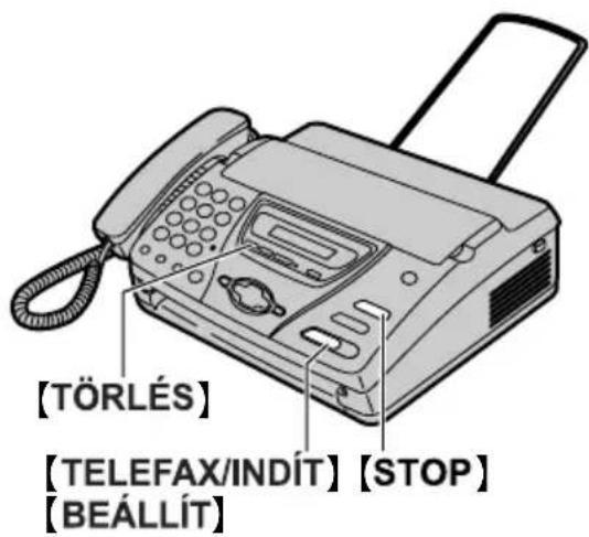 [TÖRLÉS] [TELEFAX/INDÍT] [STOP] [BEÁLLÍT]