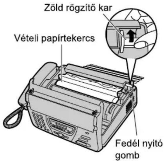 Zöld rögzítő kar Vételi papírtekercs Fedél nyitó gomb