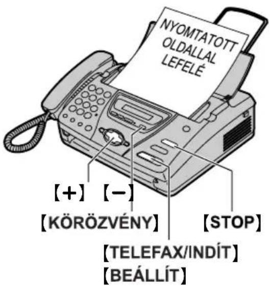 NYOMTATOTT OLDALLAL LEFELÉ [+] (-) [KÖRÖZVÉNY] [STOP] [TELEFAX/INDÍT] [BEÁLLÍT]