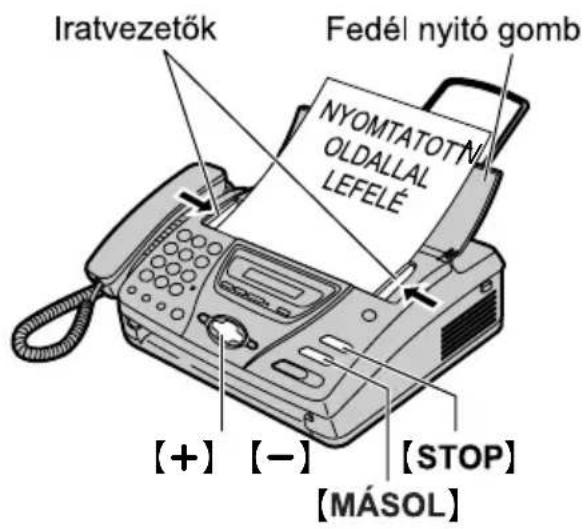 Iratvezetők Fedél nyitó gomb NYOMTATOTN OLDALLAL LEFELÉ [+] [-] [STOP] [MÁSOL]