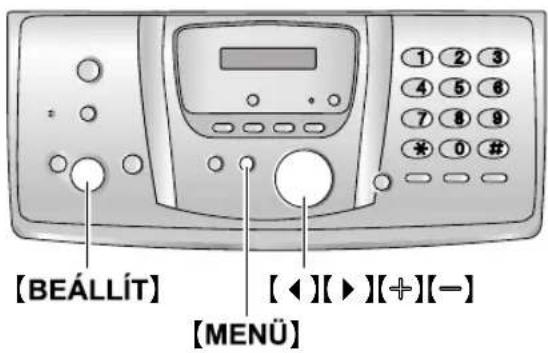 [BEÁLLÍT] [◀][▶][+][-] [MENÜ]