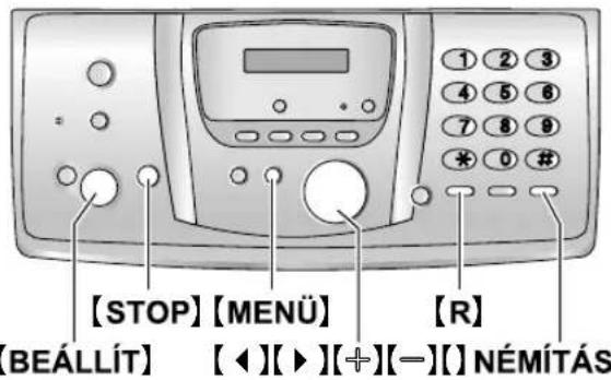 [STOP] [MENÜ] [BEÁLLÍT] [◀][▶][+][-][NÉMÍTÁS] [R]