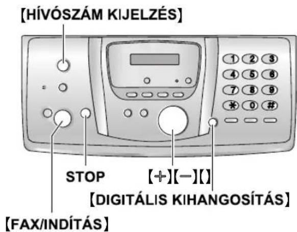 [HÍVÓSZÁM KIJELZÉS] STOP [+][-][] [DIGITÁLIS KIHANGOSÍTÁS] [FAX/INDÍTÁS]