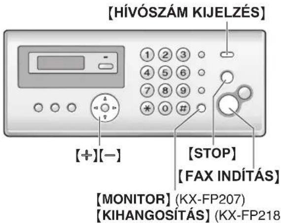 [HÍVÓSZÁM KIJELZÉS] 1 2 3 4 5 6 7 8 9 * 0 # [+][-] [STOP] [FAX INDÍTÁS] [MONITOR] (KX-FP207) [KIHANGOSÍTÁS] (KX-FP218)