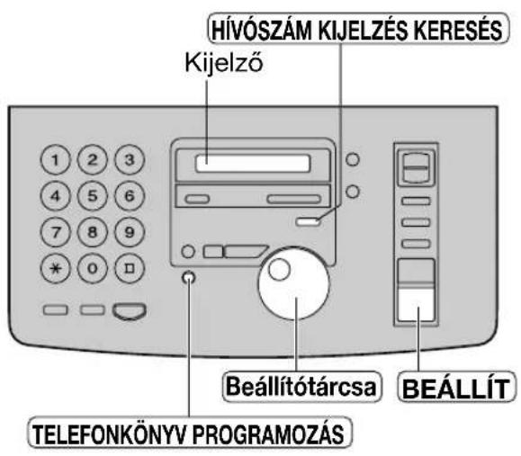 HÍVÓSZÁM KIJELZÉS KERESÉS Kijelző 1 2 3 4 5 6 7 8 9 * 0 □ Beállítótárcsa BEÁLLÍT TELEFONKÖNYV PROGRAMOZÁS