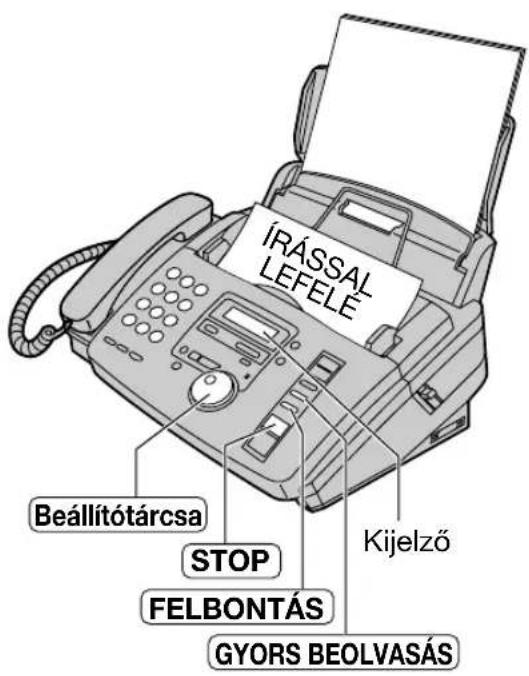 ÍRÁSSAL LEFELE Beállítótárcsa STOP FELBONTÁS KYJELZŐ GYORS BEOLVASÁS