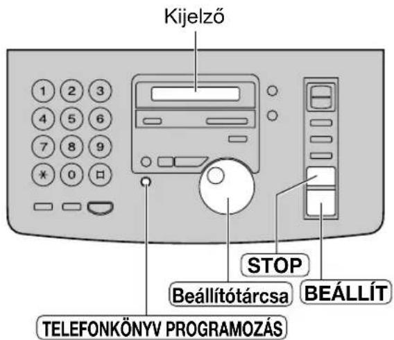 Kijelző 1 2 3 4 5 6 7 8 9 * 0 口 STOP Beállítótárcsa BEÁLLÍT TELEFONKÖNYV PROGRAMOZÁS