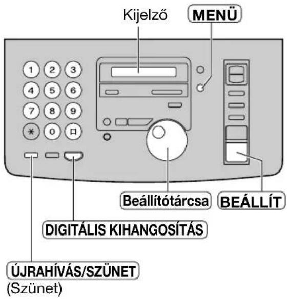 Kijelző MENU 1 2 3 4 5 6 7 8 9 * 0 口 Beállítótárcsa BEÁLLÍT DIGITÁLIS KIHANGOSÍTÁS ÚJRAHÍVÁS/SZÜNET (Szünet)