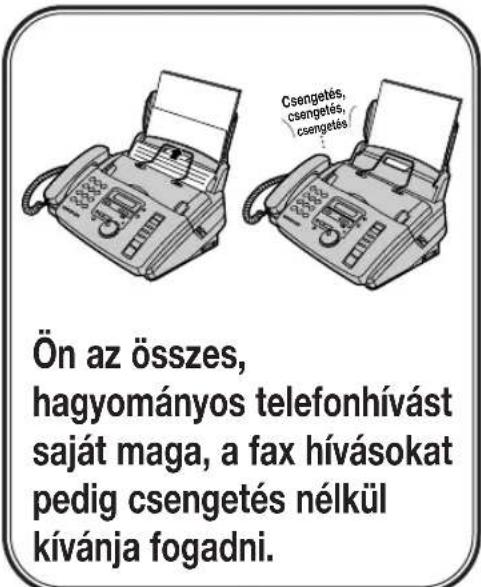 Ön az összes, hagyományos telefonhívást saját maga, a fax hívásokat pedig csengetés nélkül kívánja fogadni.
