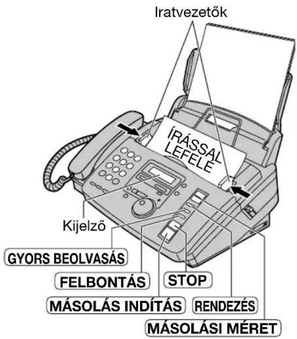 Iratvezetők ÍRÁSSAL LEFELE Kijelző GYORS BEOLVASÁS FELBONTÁS STOP MÁSOLÁS INDÍTÁS RENDEZÉS MÁSOLÁSI MÉRET