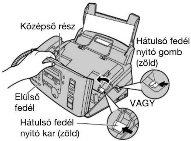 Középső rész Hátulsó fedél nyitó gomb (zöld) Elülső fedél Hátulsó fedél nyitó kar (zöld) VAGY