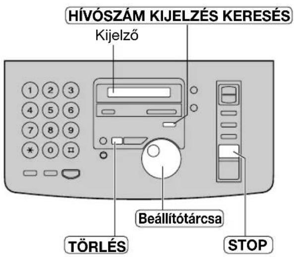 HÍVÓSZÁM KIJELZÉS KERESÉS Kijelző TÖRLÉS Beállítótárcsa STOP