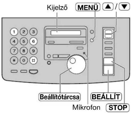 Kijelző MENÜ ▲ / ▼ 1 2 3 4 5 6 7 8 9 * 0 口 Beállítótárcsa Mikrofon BEÁLLÍT STOP