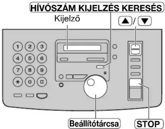HÍVÓSZÁM KIJELZÉS KERESÉS Kijelző ▲ / ▼ 1 2 3 4 5 6 7 8 9 * 0 □ Beállítótárcsa STOP
