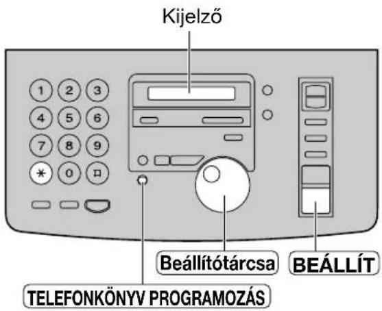 Kijelző 1 2 3 4 5 6 7 8 9 * 0 口 Beállítótárcsa BEÁLLÍT TELEFONKÖNYV PROGRAMOZÁS