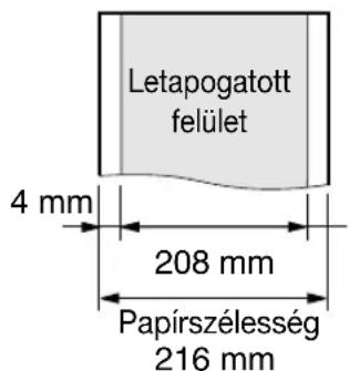 Letapogatott felület 4 mm 208 mm Papírszélesség 216 mm