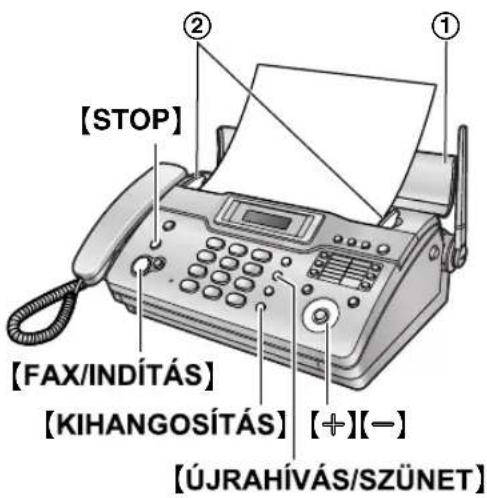 [STOP] [FAX/INDÍTÁS] [KIHANGOSÍTÁS] [+][-] [ÚJRAHÍVÁS/SZÜNET]