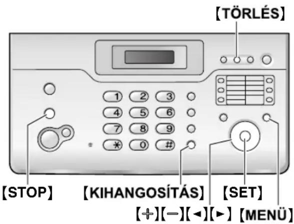 [TÖRLÉS] 1 2 3 4 5 6 7 8 9 * 0 # [STOP] [KIHANGOSÍTÁS] [SET] [+][-][-][▶] [MENÜ]