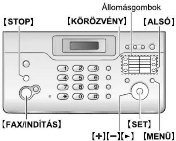 [STOP] [KÖRÖZVÉNY] [ALSÓ] 1 2 3 4 5 6 7 8 9 * 0 # [FAX/INDÍTÁS] [SET] [+][-][►] [MENÜ]