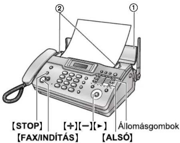 [STOP] [+][-][►] [ALLOMÁSGOMBOK] [FAX/INDÍTÁS] [ALSÓ]