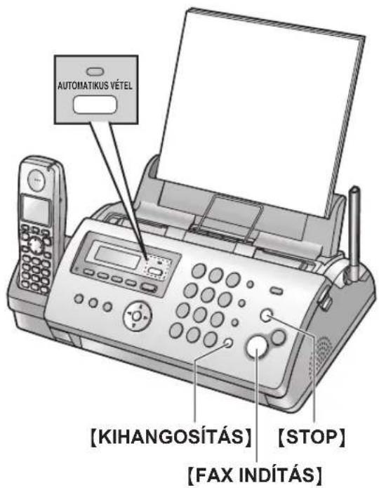AUTOMATIKUS VÉTEL [KIHANGOSÍTÁS] [STOP] [FAX INDÍTÁS]