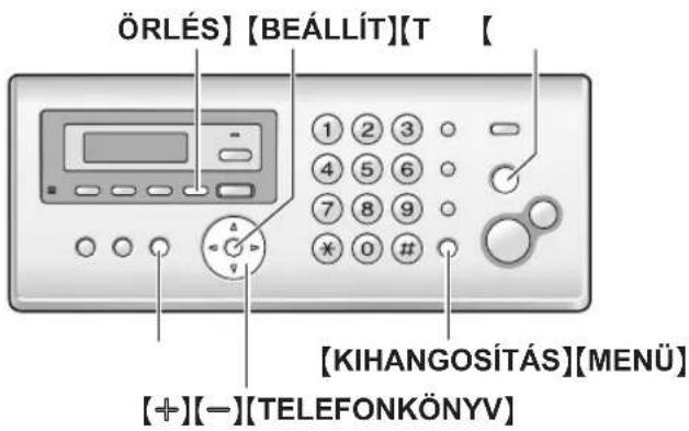 ÖRLÉS] [BEÁLLÍT][T] ① ② ③ ④ ⑤ ⑥ ⑦ ⑧ ⑨ * ⑩ # [KIHANGOSÍTÁS][MENÜ] [+][-][TELEFONKÖNYV]
