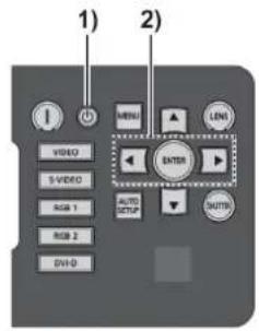 1) 2) VIDEO 5-VIDEO RGB 1 RGB 2 DVD MENU LENS ENTER AUTO SETUP MUTR