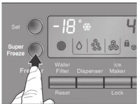 Set Super Freeze -18° 4 Water Filter Dispenser Ice Maker Reset Lock