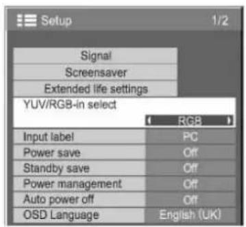 PANASONIC TH-50PH12ES - YUV/RGB bemenet választás - 1