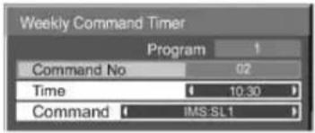 Weekly Command Timer Program 1 Command No 02 Time 10:30 Command IMS SL1
