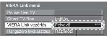 VIERA Link menü Pause Live TV Direct TV Rec Indiès VIERA Link vezérlés Felvevő Hangszóró kiválasztása Házimózi