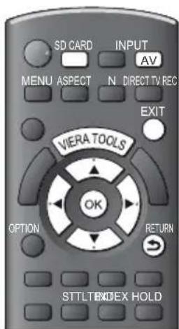 SD CARD INPUT AV MENU ASPECT N DIRECT TV REC EXIT VERA TOOLS OK OPTION RETURN STTLTBINDEX HOLD