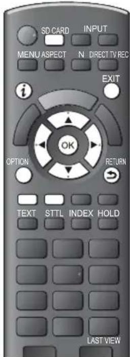 SD CARD INPUT MENU ASPECT N DIRECT TV REC EXIT OPTION RETURN TEXT STTL INDEX HOLD LAST VIEW