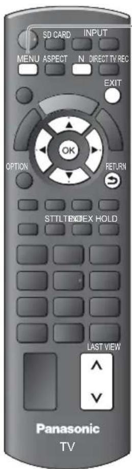SD CARD INPUT MENU ASPECT N DIRECT TV REC EXIT OPTION RETURN STTLEINDEX HOLD LAST VIEW Panasonic TV
