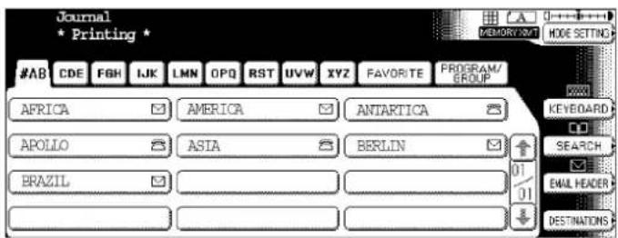 Journal * Printing * #AB CDE FBH IJK LMN OPG RST UVW XYZ FAVOR TE PROGRAM/ AFRICA AMERICA ANTARTICA APOLLO ASIA BERLIN BRAZIL KEYBOARD SEARCH 01 01 DESTINATIONS