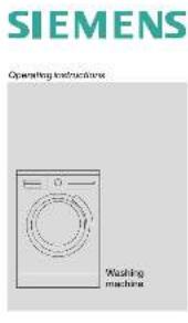 SIEMENS Operating Instructions Washing machina