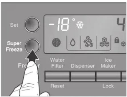 Set Super Freeze -18° 4 Water Filter Dispenser Ice Maker Reset Lock