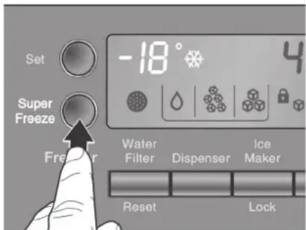 Set Super Freeze -18° 4 Water Filter Dispenser Ice Maker Reset Lock