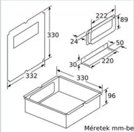 330 222 89 24 50 30 220 332 330 96 Méretek mm-be
