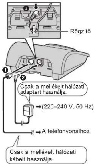 Rögzítő ① ② Csak a mellékelt hálózati adaptert használja. (220–240 V, 50 Hz) A telefonvonalhoz Csak a mellékelt hálózati kábelt használja.