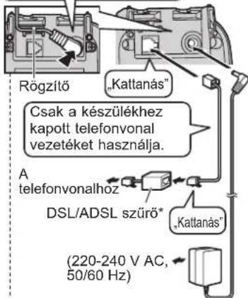 Rögzítő „Kattanás" Csak a készülékhez kapott telefonvonal vezetéket használja. A telefonvonalhoz DSL/ADSL szűrő* „Kattanás" (220-240 V AC, 50/60 Hz)