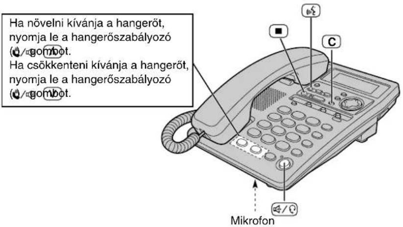 Ha növelni kívánja a hangerőt, nyomja le a hangerőszabályozó (ü/gombot. Ha csökkenteni kívánja a hangerőt, nyomja le a hangerőszabályozó (ü/gombot. Mikrofon