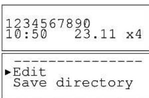 1234567890 10:50 23.11 x4 ►Edit Save directory